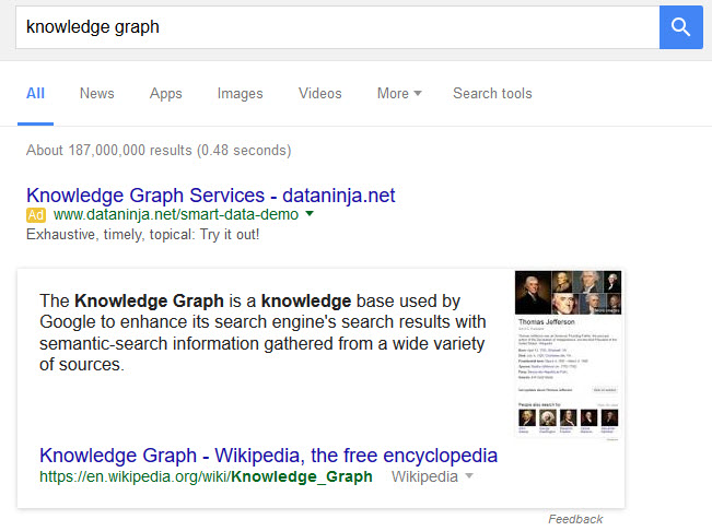 Google's answer to what a knowledge graph is.